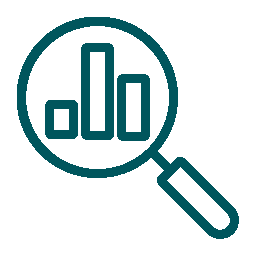 a magnifying glass with bar graph inside
